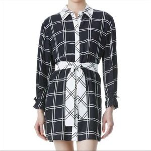 NWT Alice + Olivia Westly Belted Checked Twill Dress